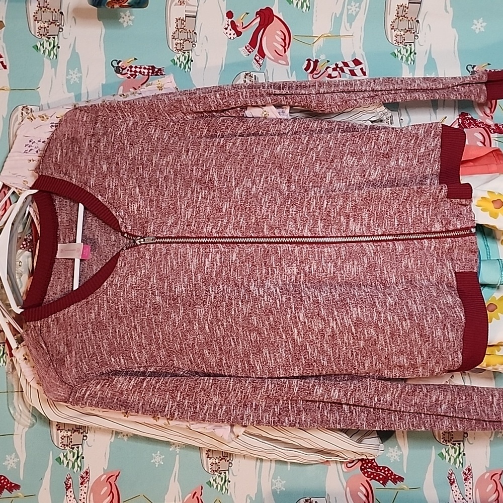 Large NoBo rib collar light jacket Maroonish in color